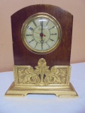 Vintage Sessions Wood & Brass Electric Mantel Clock
