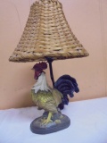 Beautiful Rooster Lamp w/ Wicker Shade