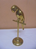 Solid Brass Parrott On Perch