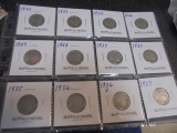 Group of 12 Assorted Date Buffalo Nickels