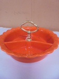 Vintage Orange MCM California Pottery Divided Dish
