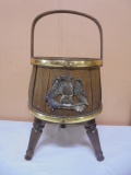 Vintage Wooden Bucket on Legs w/ Eagle