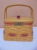 2000 Longaberger Deck The Halls Basket w/ Lid & Protector