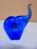 Beautiful Blue Art Glass Elephant