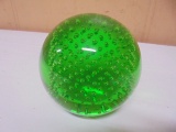 Green Controlled Bubble Paperweight
