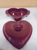 Stoneware Heart Shaped Covered Baking Dish