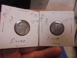 1942 S & 1943 Silver Mercury Dimes