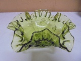 Vintage Fenton Cabbage Rose Ruffled Bowl