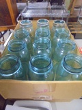 Group of 12 Vintage Blue Glass Ball Quart Canning Jars