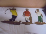 Set of 3 Vintage Sexton Cast Aluminum Golfer Wall Plaques