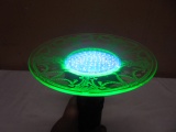 Green Depression Uranium Glass Saucer