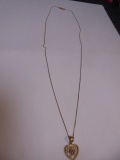 Ladies 17in 14kt Gold Necklace w/ Heart Pendant