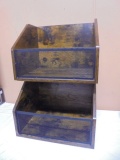 2 Wooden Record Album Storage Boxes