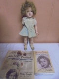Antique Effenbee Shirley Temple Doll w/ Book & Newspaper
