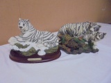 2 Beautiful White Tiger Statues