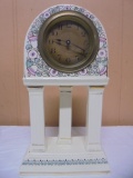 Vintage Porcelain 3 Pillar Wind-Up Clock