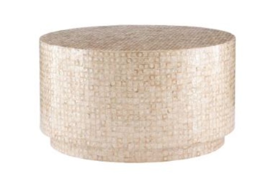 Linon Home Decor Capiz Drum Handcrafted Artisinal Coffee Table-MSRP $439.99