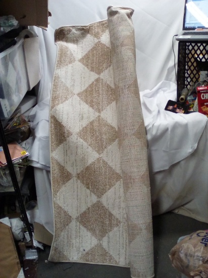 Decorative Large Tan and Off-white Area Rug
