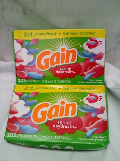 Qty 2 Gain Spring Daydream Dryer Sheets 105ct
