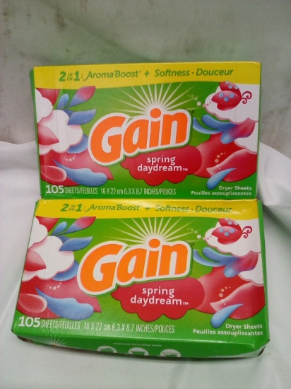 Qty 2 Gain Spring Daydream Dryer Sheets 105ct