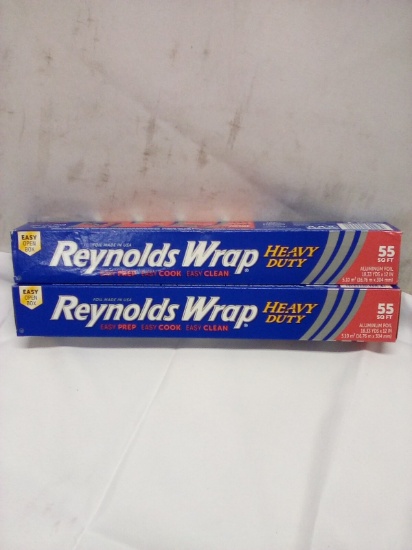 Qty 2 Reynolds Wrap Heavy Duty 55 Sq Ft Aluminum Foil