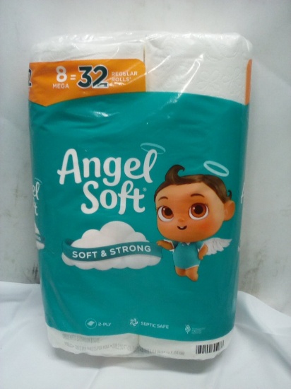 Angel Soft Unscented Bathroom Tissue 2 Ply 8 Mega Rolls