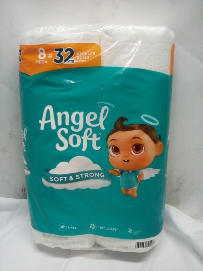 Angel Soft Unscented Bathroom Tissue 2 Ply 8 Mega Rolls