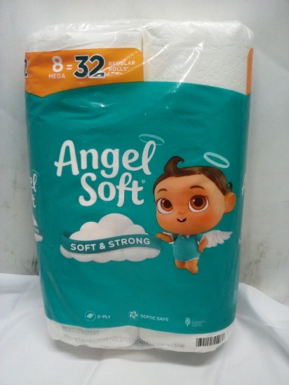 Angel Soft Unscented Bathroom Tissue 2 Ply 8 Mega Rolls