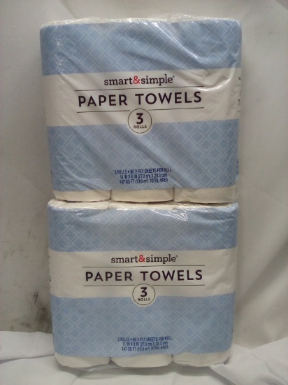 Qty 2 Paper Towel 3 pack 2 ply 80 sheet