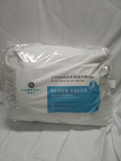 2 Standard bed Pillows 20” x 26” Medium Soft Support