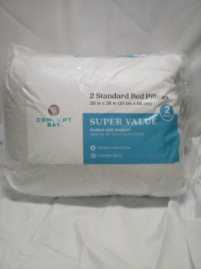 2 Standard bed Pillows 20” x 26” Medium Soft Support