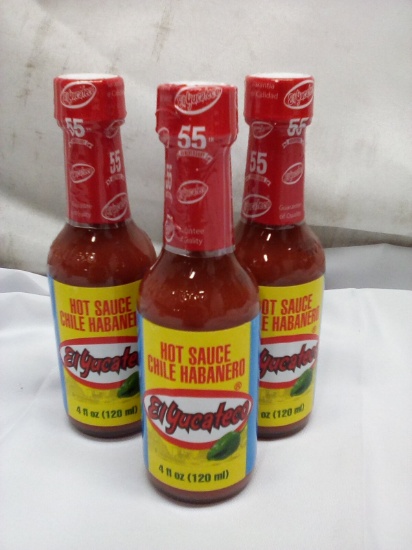 Qty 3 Hot Sauce Chile Habanero El Yucateco 4oz
