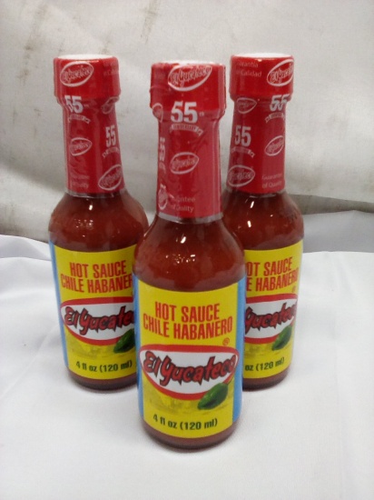 Qty 3 Hot Sauce Chile Habanero El Yucateco 4oz