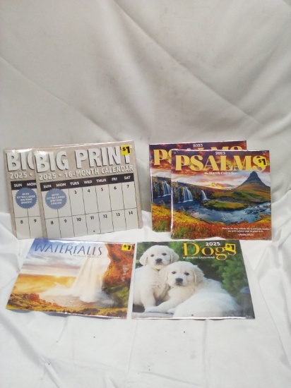 Lot of 6 Assorted 2025 Calendars