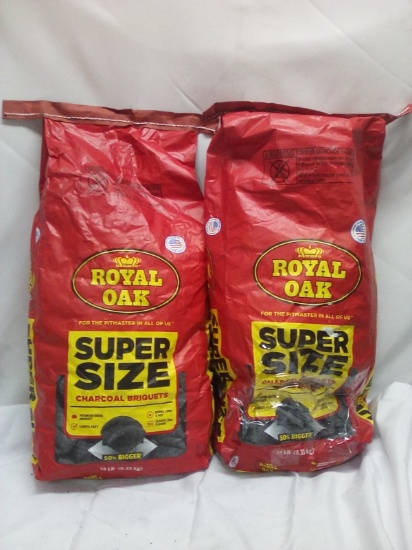 2 Royal Oak 14Lbs Bags of Super Size Charcoal Briquets