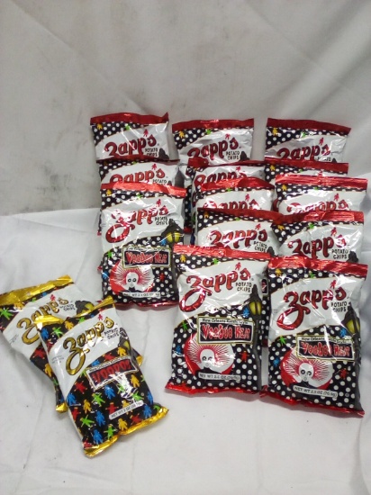 15 Ass. Zapps New Orleans Kettle Style Chips- (13) VooDoo Heat, (2) VooDoo