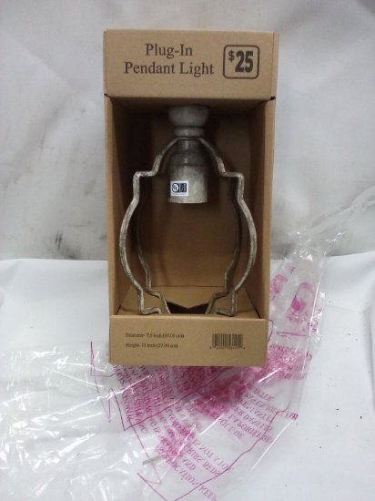 Aged Grey Finish 7.5”Dx11”T Plug-in Pendant Light- MSRP $25.00