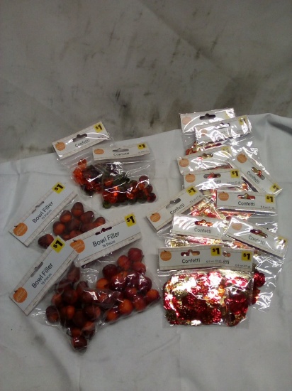16 Ass. Perfect Harvest Confetti and Bowl Fillers- (3) Bowl Fillers, (13) Confetti
