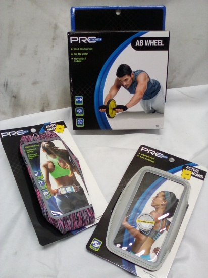 3Pc ProStrength Lot- (1) Ab Wheel, (1) Active Waistband, (1) Active Armband