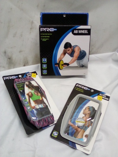 3Pc ProStrength Lot- (1) Ab Wheel, (1) Active Waistband, (1) Active Armband