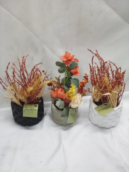 Lot of 3 Assorted Artistry Designs Tabletop Artificial Arrangements