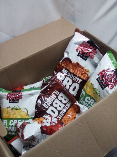 Full 12.25”x20.5”x14.5” Box of Uncle Rays Chips- BBQ and Sour Cream&Onion