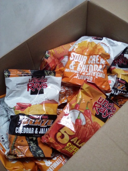 Full 12.25”x20.5”x14.5” Box of Uncle Rays Chips- Various Cheddars
