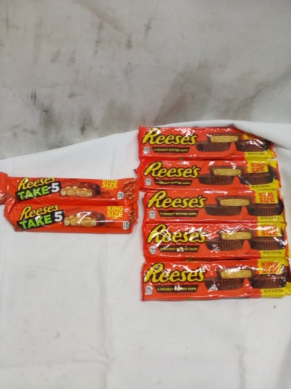 7Pc Assorted King Size Reeces Snacks- (5) PB Cups, (2) Take5