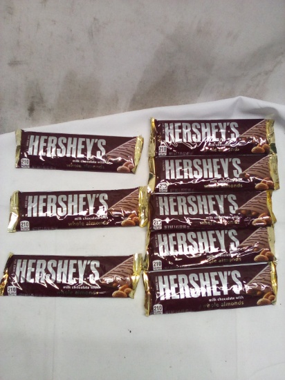 Lot of 8 Hersheys Milk Chocolate w/ Almonds Candy Bars