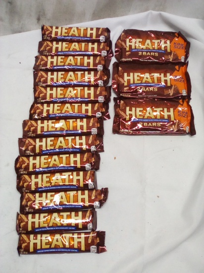 16Pc Heath Candy Bar Lot- (3) King Size, (13) Snack Bars