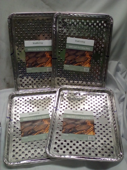 Qty 4 BBQ Grill Foil Drip Pans 2pk