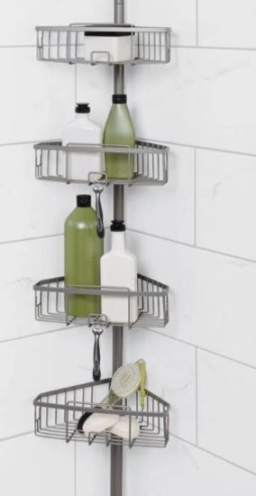 4 Tier Satin Nickel Finish Pole Caddy