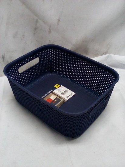 10”x7.7”x4.1” Small Dark Blue Crochet Basket