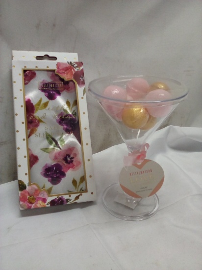 2Pc Belle|Mason Lot- (1) Cup of 7 Mini Bath Bombs, (1) Satin Sleep Mask